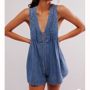 Free People Webster Romper in Falling Rain Wash. XS
